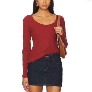 Spanx LongSleeve Rib Scoop Tee in Moroccan Red size Large NWT in packaging